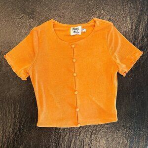 Princess Polly Orange Crop Button Top